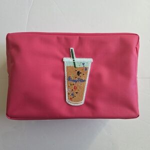 Pink Zipper Pouch with Embroidered Disney Design.